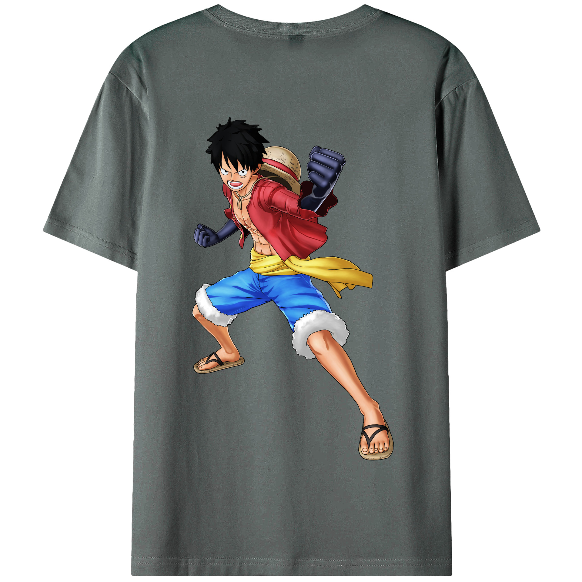 ワンピース モンキー・D・ルフィ ONE PIECE Monkey D. Luffy 綿100％半袖Tシャツ（背面プリント）